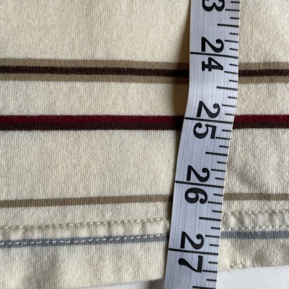 VTG Y2K Fox Polo Shirt Men's Large Beige Cotton Stripe Distressed Pinkerton - Picture 8 of 10